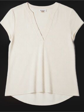 Calvin Klein Ivory V-Neck Short Sleeve Tee